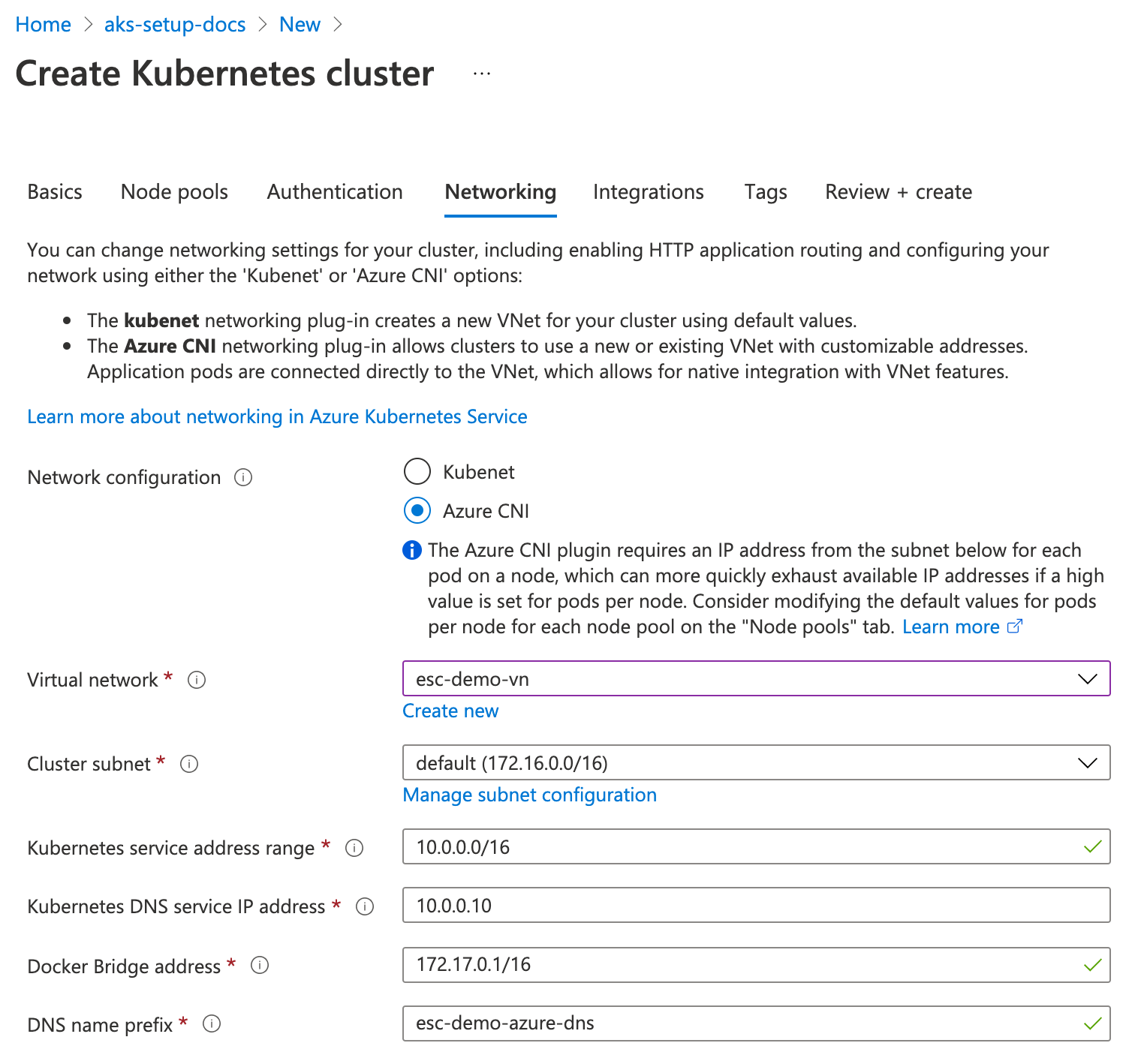 AKS networking