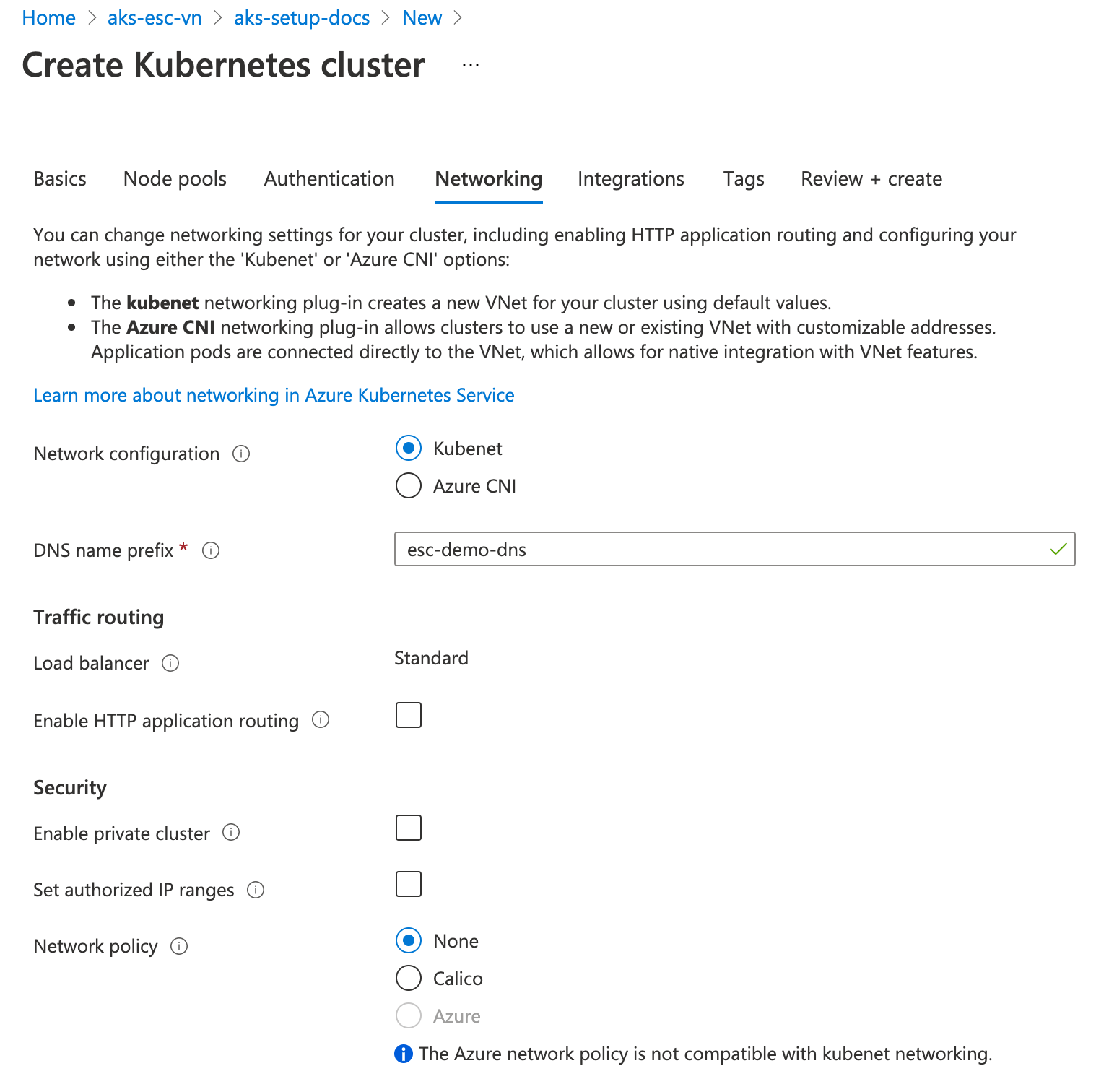 AKS with kubenet